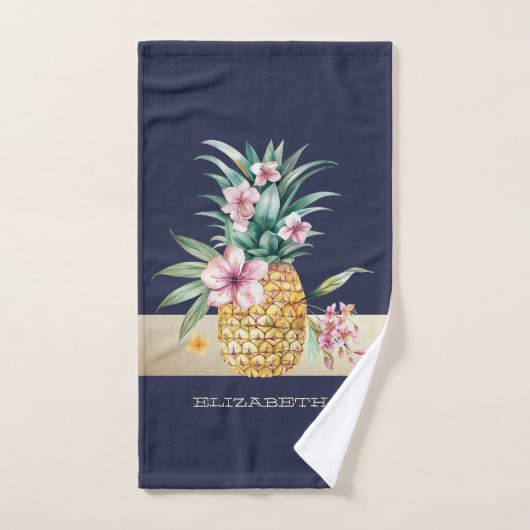 Ananas, Streifen Badhandtuch Set (Handtuch)