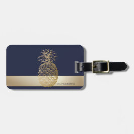 Ananas, Streifen - Personalisiert Gepäckanhänger