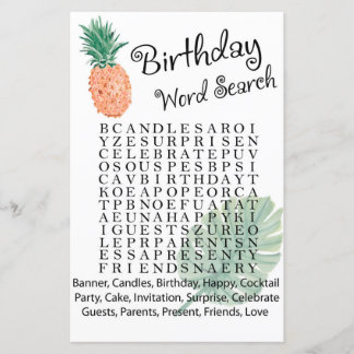 Ananas Suchspiel Geburtstag