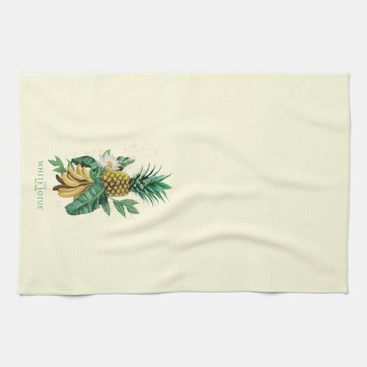 Ananas-Suite im Weißen Lotus Geschirrtuch (Horizontal)