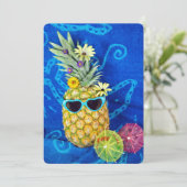 Ananas Summer Beach Party Einladung (Stehend Vorderseite)
