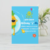 Ananas Summer Splish Splash Kindergeburtstag Party Einladung (Stehend Vorderseite)