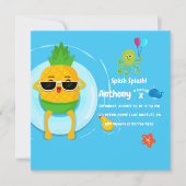 Ananas Summer Splish Splash Kindergeburtstag Party Einladung (Vorderseite)