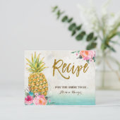 Ananas Summer Tropical Beach Recipe Card (Stehend Vorderseite)