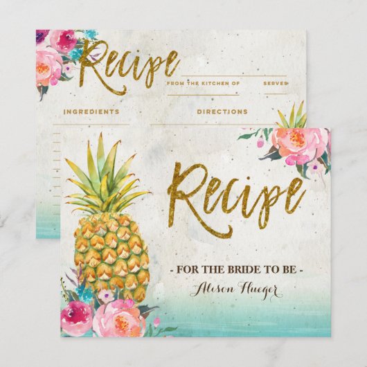 Ananas Summer Tropical Beach Recipe Card (Vorne/Hinten)