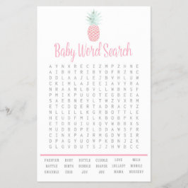 Ananas Summer Word Search Baby Shower Game Flyer