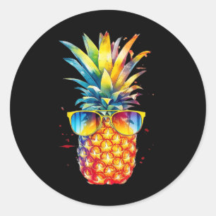 Ananas Sungles Aloha Strände Hawaii 1 Runder Aufkleber