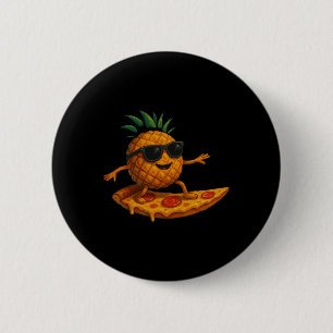 Ananas Surfen Pizza Slice Lustiger Sommer Tropica Button