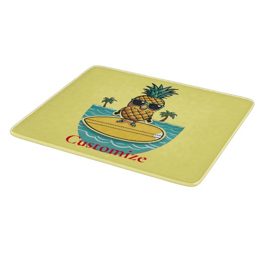 Ananas-Surfer fährt eine Welle Thunder_Cove Schneidebrett (Ecke)