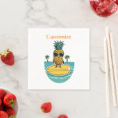 Ananas-Surfer fährt eine Welle Thunder_Cove Serviette (Beispiel)