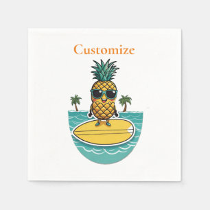 Ananas-Surfer fährt eine Welle Thunder_Cove Serviette