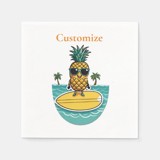 Ananas-Surfer fährt eine Welle Thunder_Cove Serviette (Vorderseite)