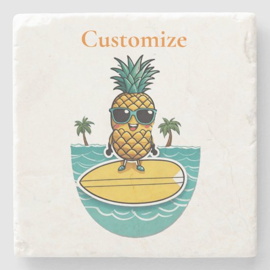 Ananas-Surfer fährt eine Welle Thunder_Cove Steinuntersetzer (Vorderseite)