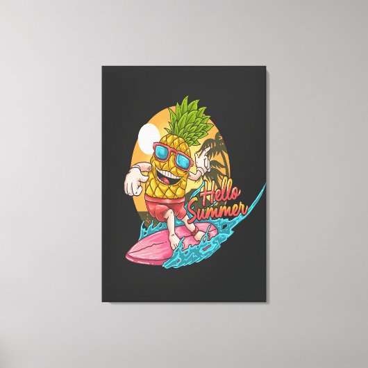 Ananas Surfer Leinwanddruck (Vorderseite)