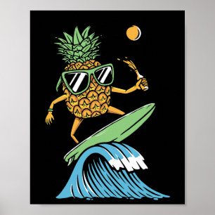Ananas surft Illustration Poster