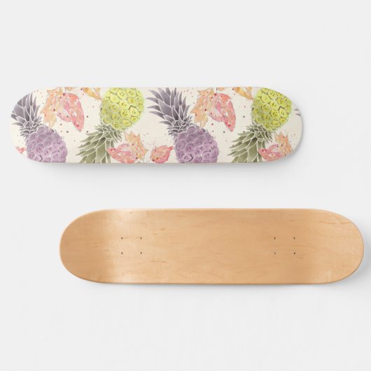 Ananas, süßes Paar, Obst, Aquarell Skateboard (Horizontal)