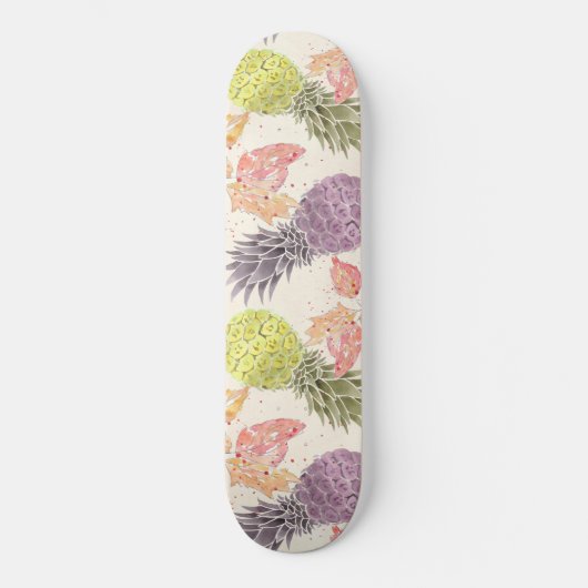 Ananas, süßes Paar, Obst, Aquarell Skateboard (Vorderseite)
