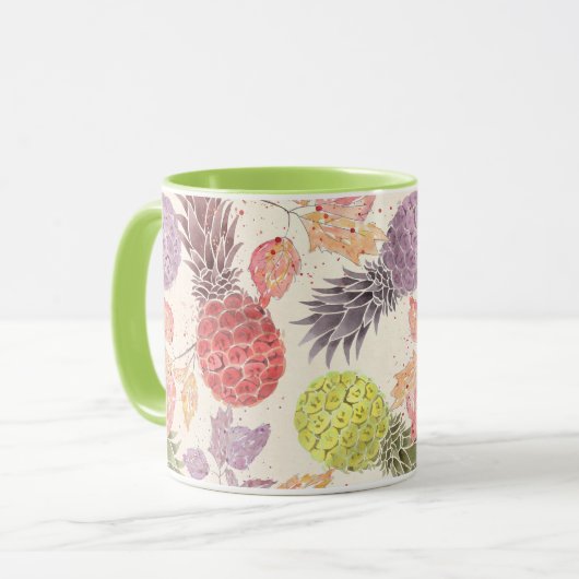 Ananas, süßes Paar, Obst, Aquarell Tasse (Vorderseite Links)