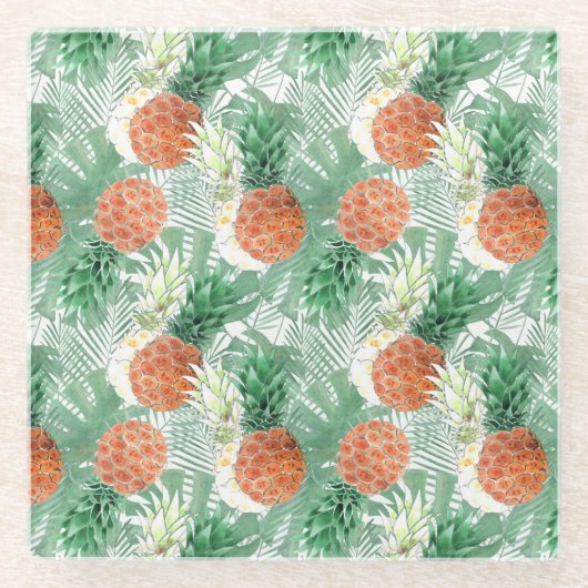Ananas, süßes Paar, Obst Glasuntersetzer (Vorderseite)