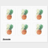 Ananas, süßes Paar, Quadratischer Aufkleber (Blatt)
