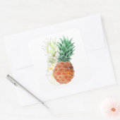 Ananas, süßes Paar, Quadratischer Aufkleber (Umschlag)