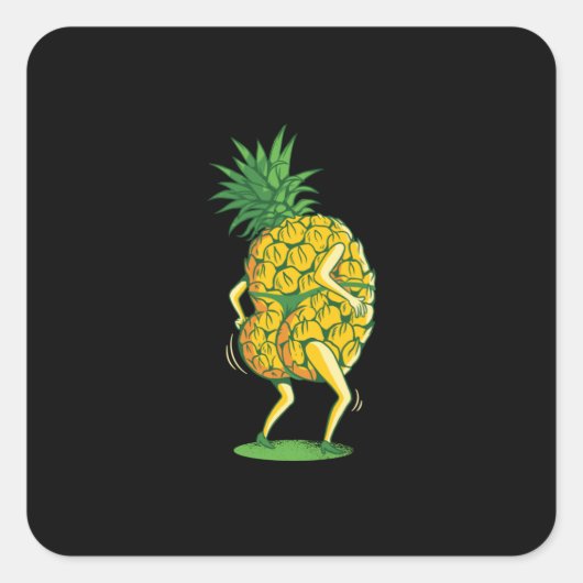 Ananas-Tanzen Quadratischer Aufkleber (Vorderseite)