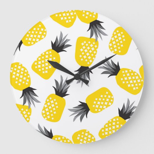 Ananas Textur, Vintages Sommermuster. Große Wanduhr (Vorderseite)