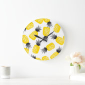 Ananas Textur, Vintages Sommermuster. Große Wanduhr (Zuhause)