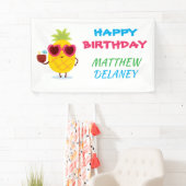 Ananas Tiki Party Personalisiert Luau Banner (Insitu)