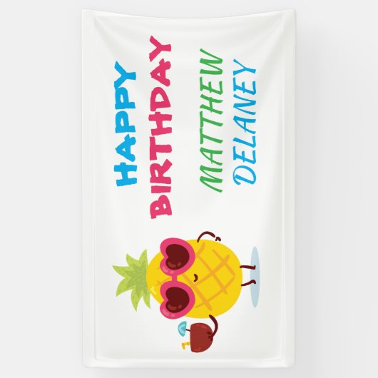 Ananas Tiki Party Personalisiert Luau Banner (Vertikal)