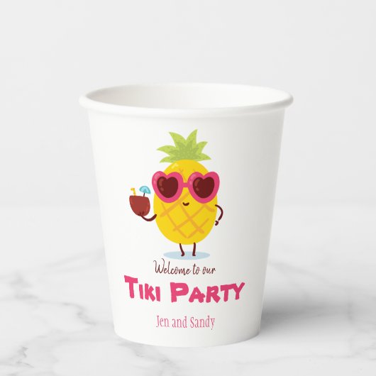 Ananas Tiki Party Personalisiert Paper Cups Luau Pappbecher (Vorderseite)