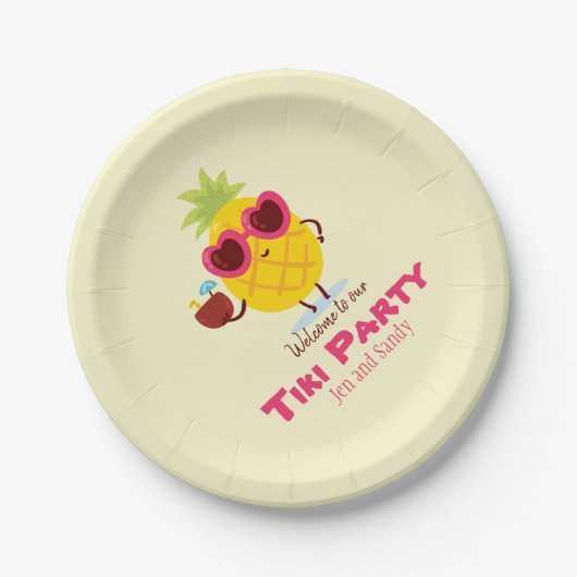 Ananas Tiki Party Personalisiert Paper Plate Luau Pappteller (Vorderseite)