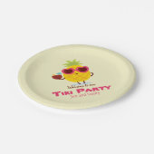 Ananas Tiki Party Personalisiert Paper Plate Luau Pappteller (Schrägansicht)