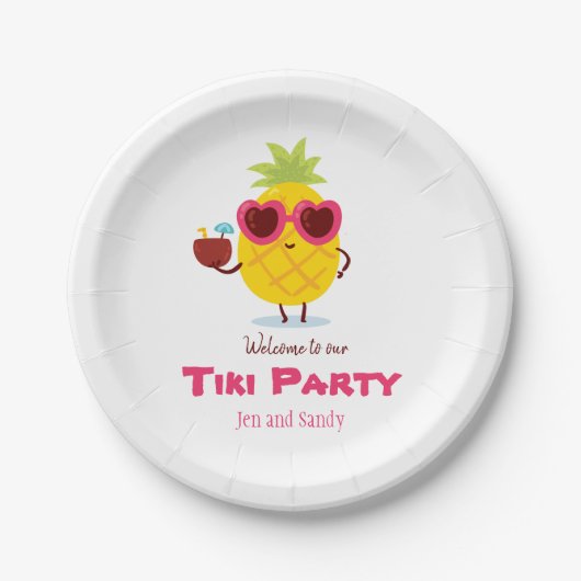Ananas Tiki Party Personalisiert Paper Plate Luau Pappteller (Vorderseite)