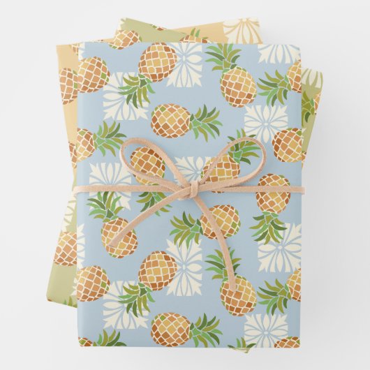 Ananas-Toss in Orange, Blue und Green Geschenkpapier Set (Beispiel)