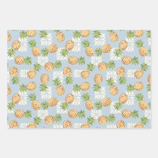 Ananas-Toss in Orange, Blue und Green Geschenkpapier Set (Vorderseite)