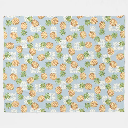 Ananas Toss Soft Blue Fleecedecke (Vorderseite (Horizontal))