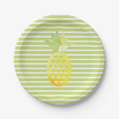 Ananas Trendy Stripes Fruchtiges Party Pappteller (Vorderseite)