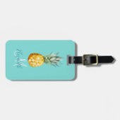 Ananas Trendy Summer Monogram Luggage Gepäckanhänger (Vorderseite horizontal)