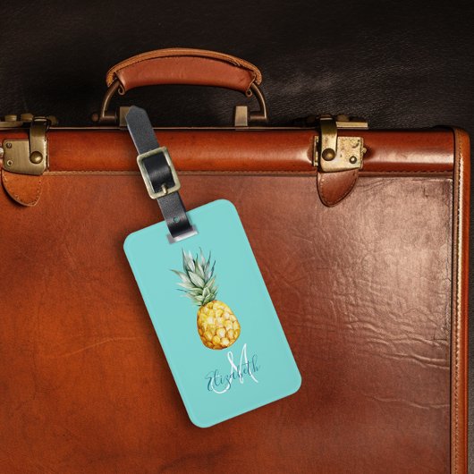 Ananas Trendy Summer Monogram Luggage Gepäckanhänger