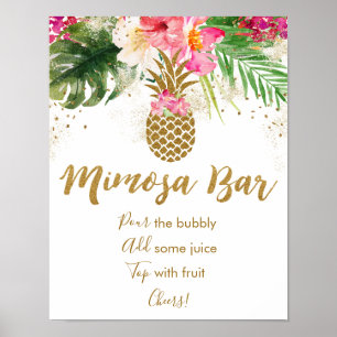 Ananas-Tropen-Blumen-Junggesellinnenabschied-Mimos Poster
