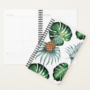 Ananas-Tropen-Wasserfarben-Dschungel-Palm-Muster Planer