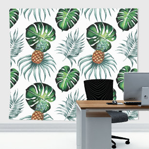 Ananas-Tropen-Wasserfarben-Dschungel-Palm-Muster Wandteppich