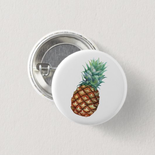 Ananas-Tropen-Watercolor-Dschungel-Palm-Muster Button (Vorne & Hinten)