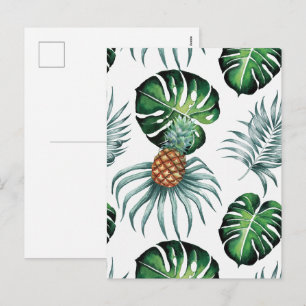 Ananas-Tropen-Watercolor-Dschungel-Palm-Muster Feiertagspostkarte
