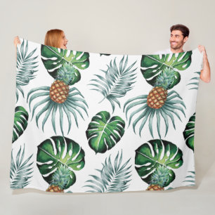Ananas-Tropen-Watercolor-Dschungel-Palm-Muster Fleecedecke