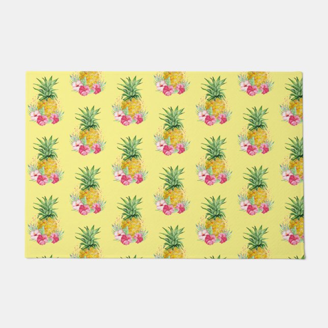 Ananas Tropical Aloha Hawaii Summer Yellow Fußmatte (Vorderseite)