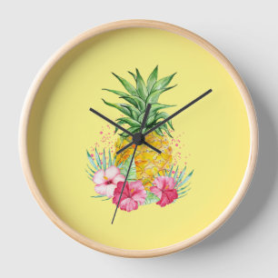 Ananas Tropical Aloha Hawaii Summer Yellow Uhr