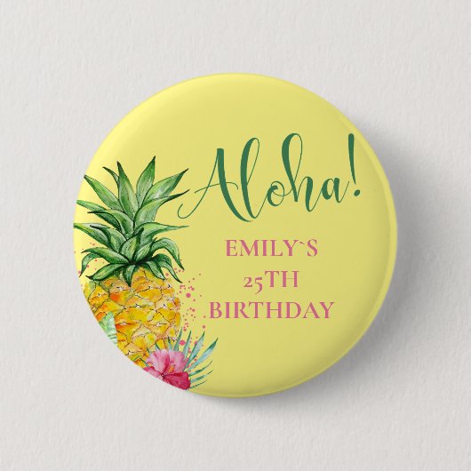 Ananas Tropical Aloha Party Hawaii Geburtstag Button (Vorderseite)