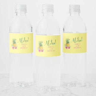 Ananas Tropical Aloha Party Hawaii Geburtstag Wasserflaschenetikett